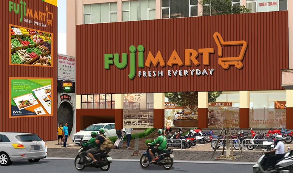 ベトナム小売業の動向│市場構造と将来予測：ハノイ市内にあるFujimartの外観